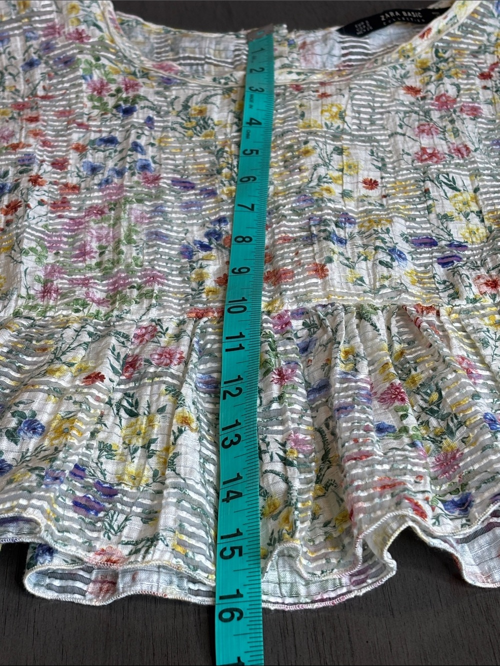 🌸 Zara Cottagecore Floral Peplum Top Women’s Small Multicolor Lightweight 🌸 - Picture 8 of 10